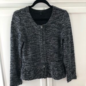 J Crew Double zipper tweed knit jacket